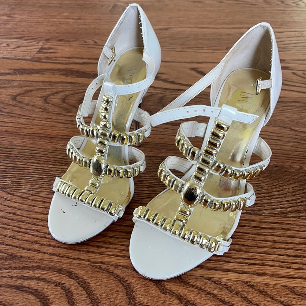 Cream high heel sandals. INC International. Size 7